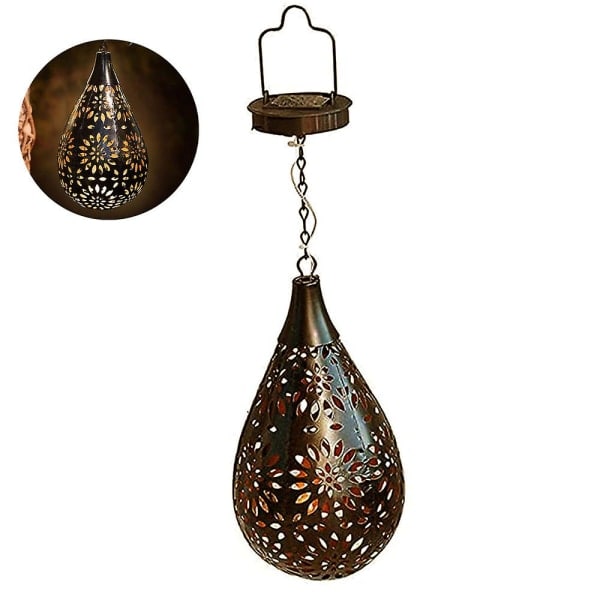 IC Hängande Solcellslampor Utomhus, Trädgårdslampa Led Blomstermönster Yard Sollampa