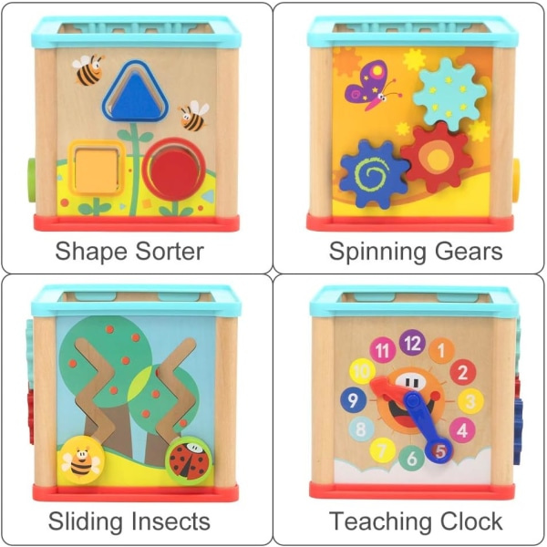 IC Kuber för Spädbarn, Montessori Träleksaker för 1-åriga Pojkar och Flickor