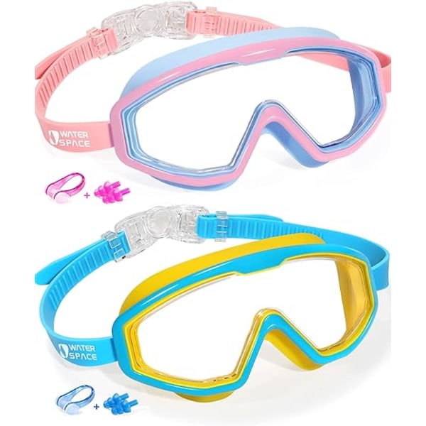 IC Water Space 2-pack simglasögon för barn Pojkar Flickor 3-15, Wide Vision Anti-dimm UV-skydd och vattentät