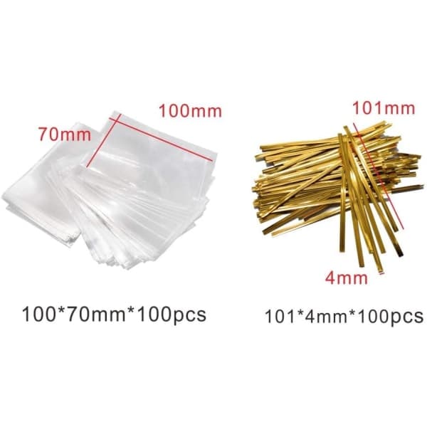 IC 100st Transparenta påsar OPP Wrappers Cellofanpåsar med 100st