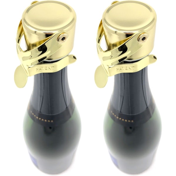 2 st Champagneproppar - Patenterad tätning (ingen tryckpump behövs) - Professionell champagneflaskpropp - Mousserande vinpropp Guld