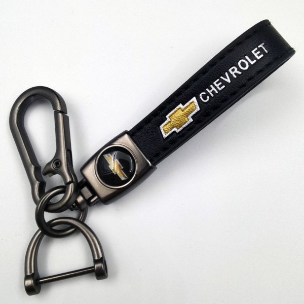 Nyckelring i läder Nyckelringe med bilmærkeslogotyp fjäderspänne og ring som er kompatibel med alle nye Chevrolet nyckelbilar IC