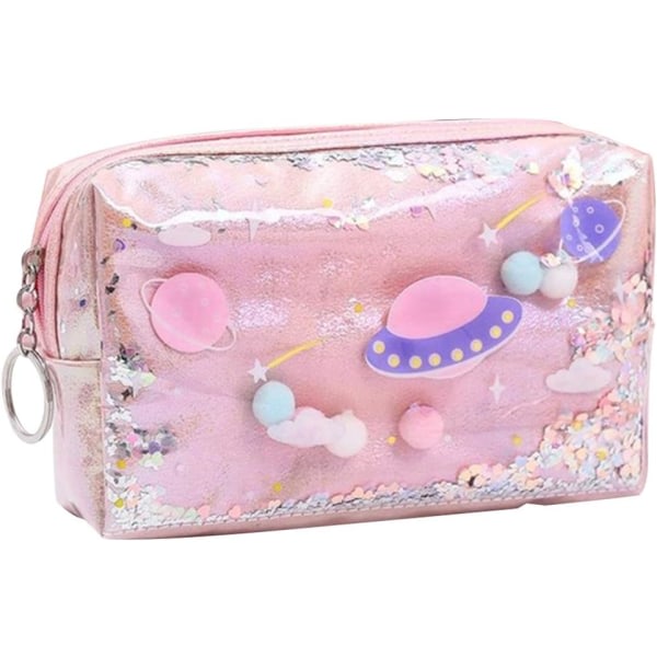 Case for barn, Glitter Star Case Girl Multifunksjon Cartoon Paper Bag Organizer Box med Glitter Quicksand Pennfodral Mak Sunmostar