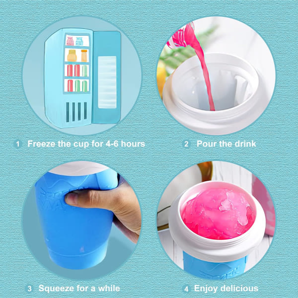 IG Slushie Maker Cup Squeeze Slushy - Magic Quick Frozen Smoothies sininen