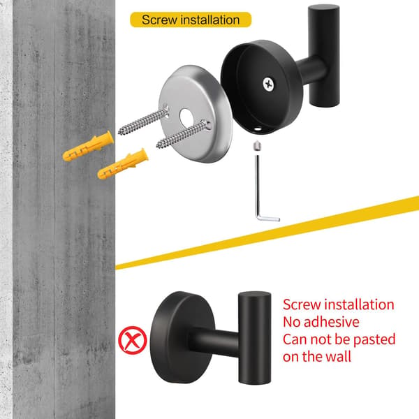 2-pack borstade nickelhanddukskrokar, SUS304 väggkrokar i rostfritt stål för badrum, sovrum, kök, hotell och kontor