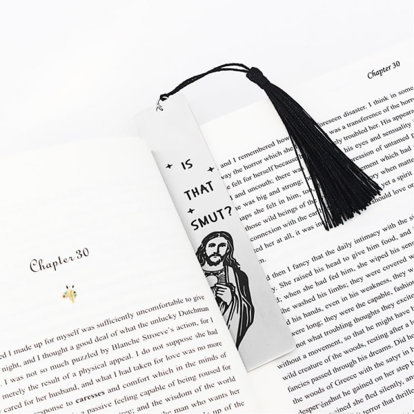 Hauskoja lahjoja kirjanmerkkejä naisille miehille, ruostumattomasta teräksestä valmistetut kirjanmerkit tupsuilla, kirjan ystäville Humor Peeking Jesus Book Marker F