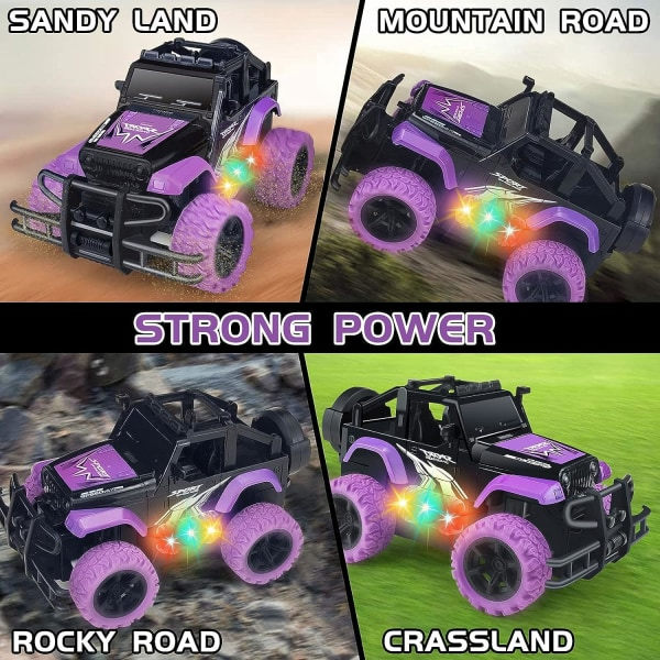 1:20 skala fjernstyrt monstertruck, 2,4 GHz LED-lys terrengbil, leketøybil for barn gutter Blå