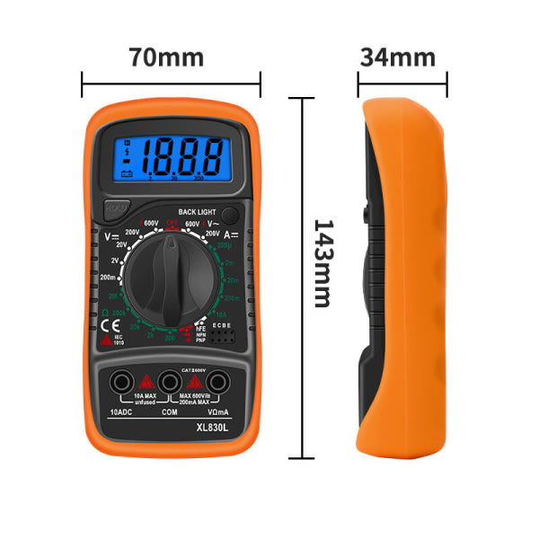 IC Højpræcision Digital Display Digital Multimeter Elektrisk Måleinstrument (XL830L), Holdbart og Praktisk