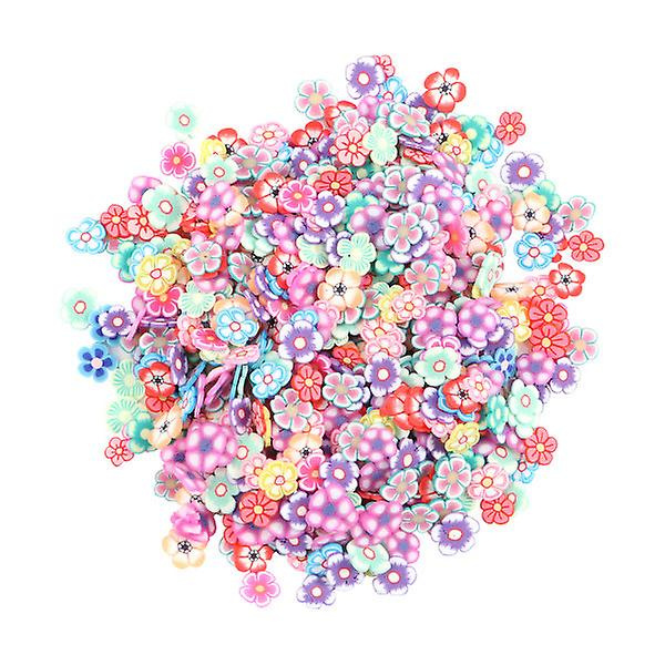1000 stk. Farverige Keramiske Neglekunst DIY Dekorationer Manikyr Værktøj Tilbehør Skiver Polymer Ler (Blommeblomst)
