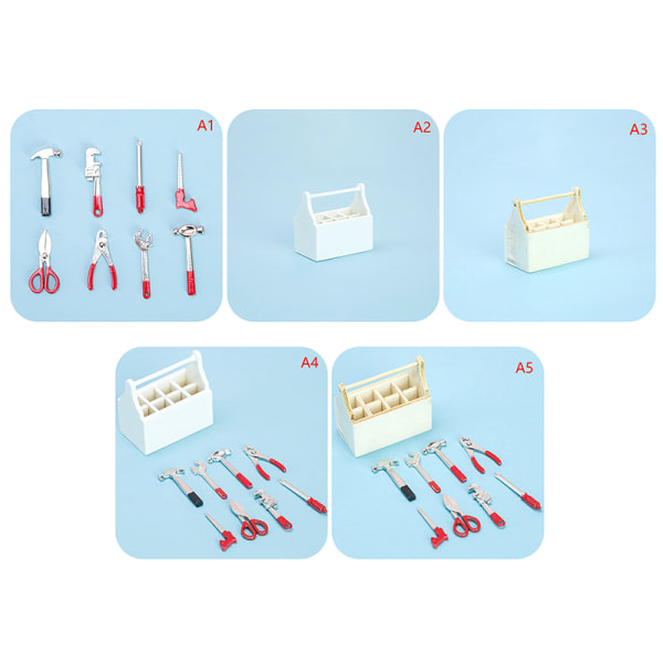 IC 1/12 Dukkehus Miniatyr Mini Reparasjonsverktøy Simuleringsverktøykasse M A5