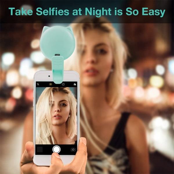 IC Ringlys Selfie-klips, Mini Genopladelig 9-niveau Dæmpbar