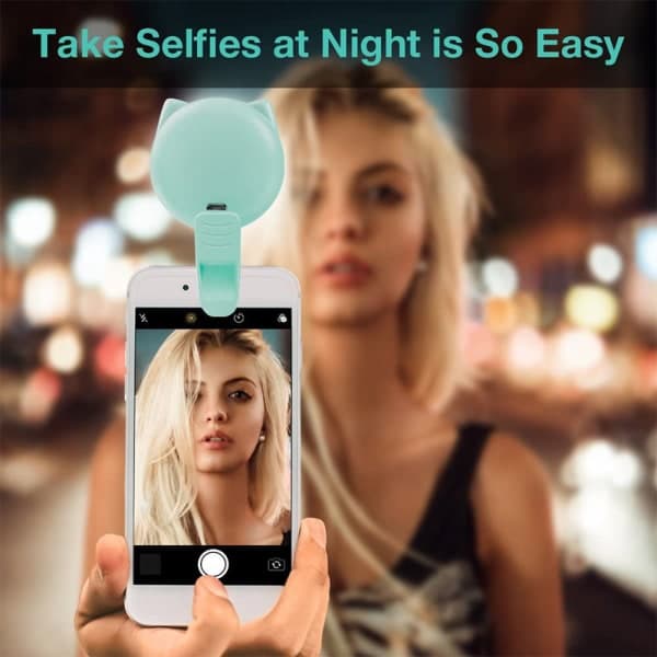 IC Ringlys Selfie-klips, Mini Oppladbart med 9 Lysstyrkenivåer
