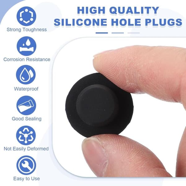 25 stk. T-formede silikonepropper, diameter 13,5 mm, genanvendelige silikone elastiske vandtætte propper, solide runde hulpropper til rør, sort