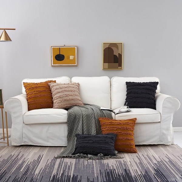 IC Svarte putetrekk for sovesofa, bomullslin dekorative puter Putetrekk, 18 x 18 tommer, sett med 2, ingen innlegg