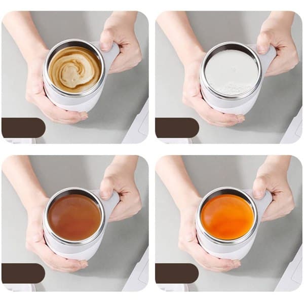 IC Selvrørende kaffekopp, automatisk rustfritt stål magnetisk hvit