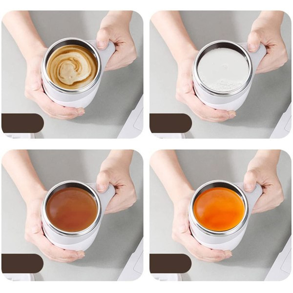 IC Självrörande kaffemugg, automatisk rostfritt stål magnetisk vit