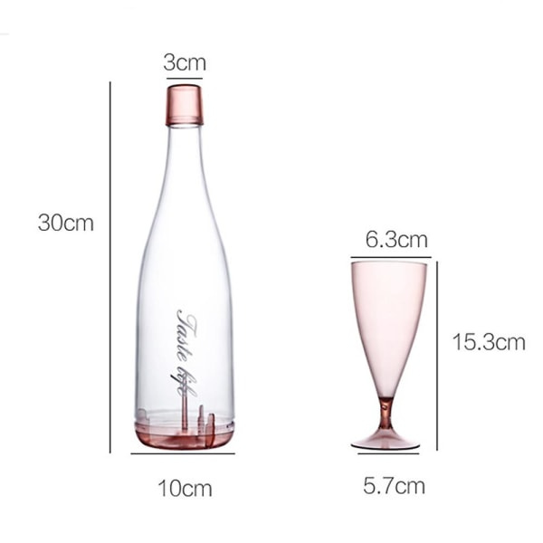 6-delat set (5 vinglas + 1 vinflaskbehållare) Resebärbart set perfekt för picknick utomhuspool, grill, tvättbar i trädgården Rosa Pink