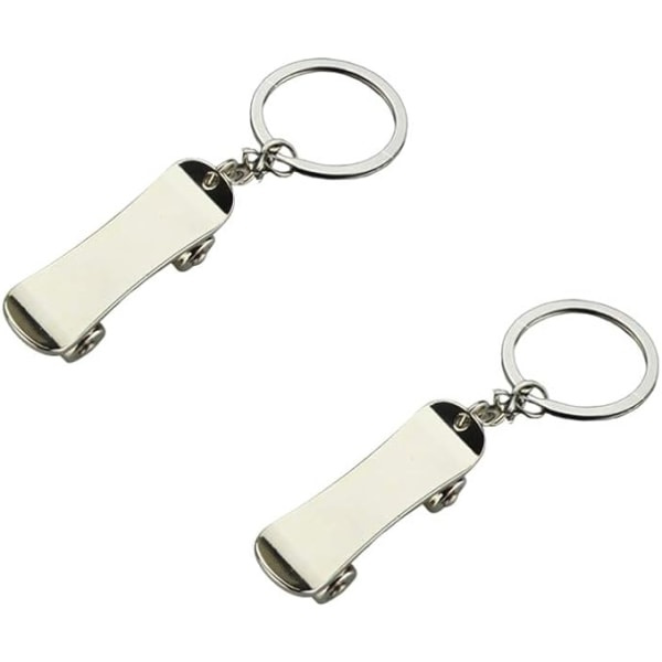 Sett med 2 Silver Finger Skateboard Nøkkelring Flaskeåpner Skateboard Formet Henge Nøkkelring IC