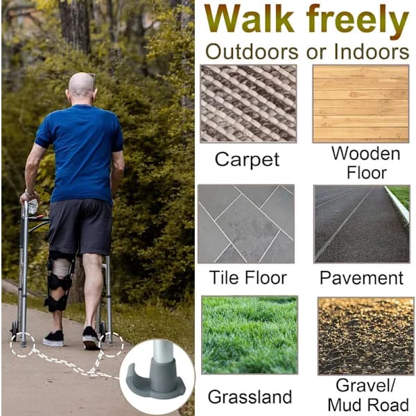 Walker Skid Glides - 2-pak Universal Pasform til Foldbare Rollatorer, Erstatningsrollator