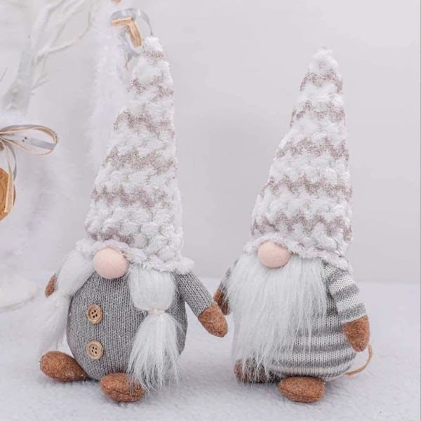 IC Jultomte stickad plysch tomtedocka, handgjord jultomte tomtedocka bordsdekoration