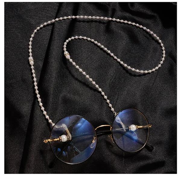 Hvid perleperle brillekæde, brille solbrille snor