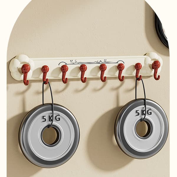42,5x7,5x4,5cm - Suction hook with floral motif - Row design - Towel hanger for bathroom - Multifunctional household clothes hook - Suction hook