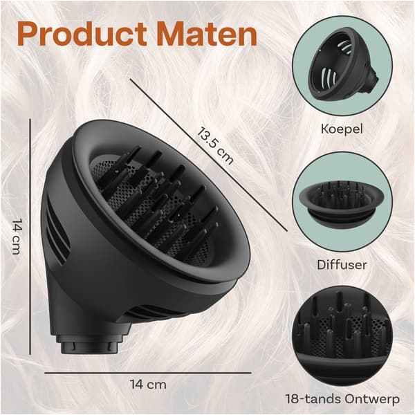 Hårdiffusor-munstycke för Dyson Airwrap HS01 HS05 HS08, dubbelt luftflöde med kupol- och diffusorlägen, för lockigt och vågigt hår, grå