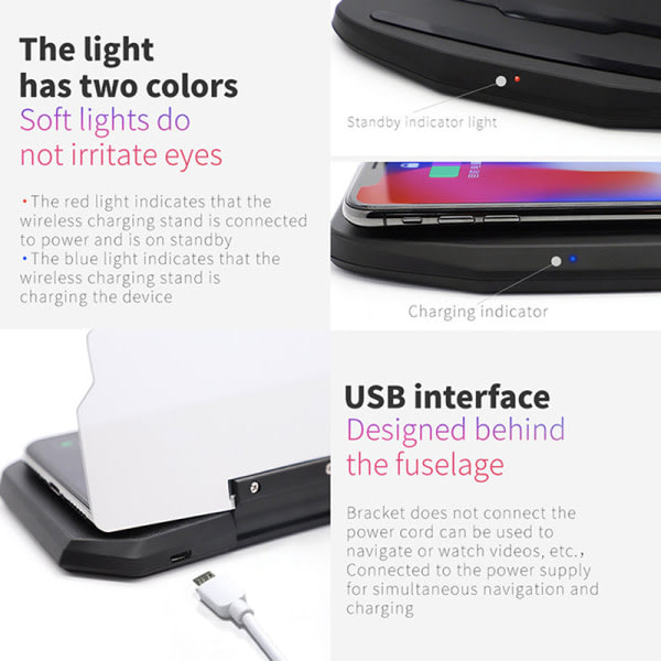 IC Trådløs Biloplader HUD Head Up Display Telefon Navigation Holder
