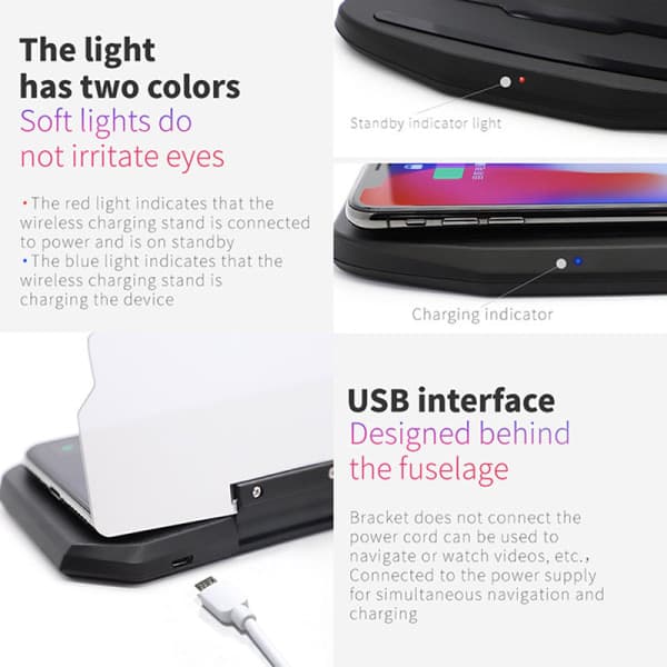 Trådløs Oplader Bil HUD Head Up Display Telefon Navigation Holder