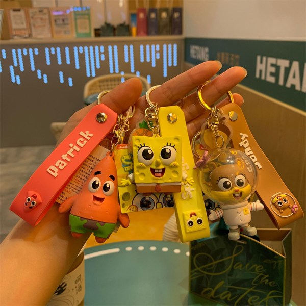 IC e Cartoon SpongeBob SquarePants Vedhæng Kawaii Nøglering Holder E
