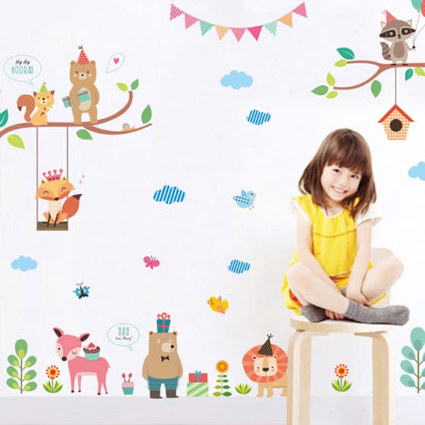IC Forest Zoo Jungle Wild Animals Veggdekor Julebutikk Stor