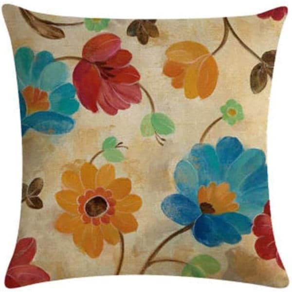IC NOE Sæt med 4 pudebetræk 45 x 45 cm, Farverige Blomster Pi