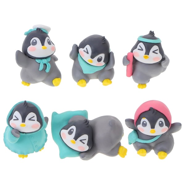 6st eativa sivbordsdekorer Utsökta pingvinprydnader Desktopdjurdekorationer IC