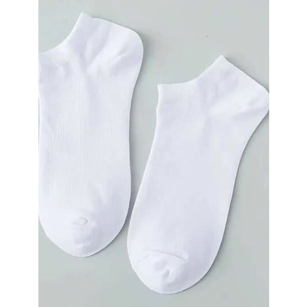 5 Pairs Black White Grey Solid Thin Short Socks, Simple Versatile Casual Invisible Socks White One-size White one-size