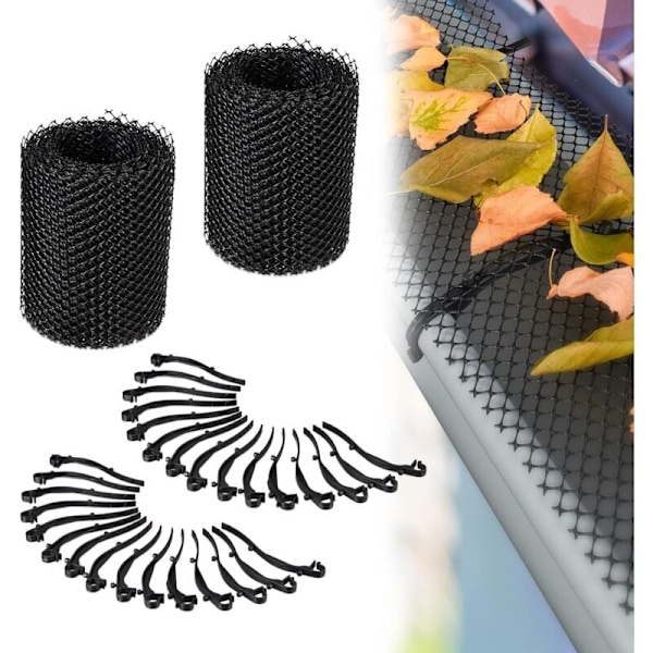 Tagrendenet, Sæt med 2, Hver 600 x 15 cm, Plastikrist, 12 m Total Beskyttelse, Sort