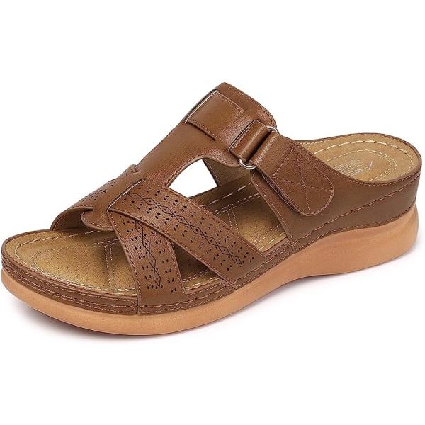 IC Kile-sandaler til kvinder Sommer Slip-on Slippers Platformssandaler Komfortable lædersandaler Walking Kilesko