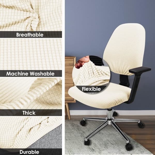 IC 1 sæt bløde strækbare spandex-sæde- og ryglænbeskytter, vaskbare