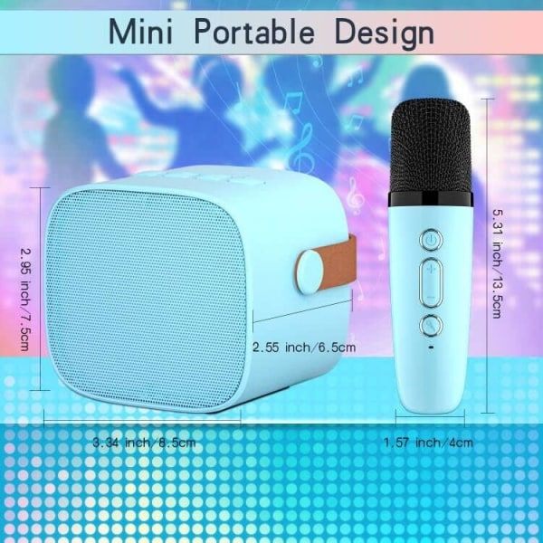 Barnkaraokemaskin med mikrofon (blå), bärbar Bluetooth karaokemaskin för vuxna barn, med ljudförändrande effekt och LED-ljus, födelsedagsleksakspresent för pojkar och flickor