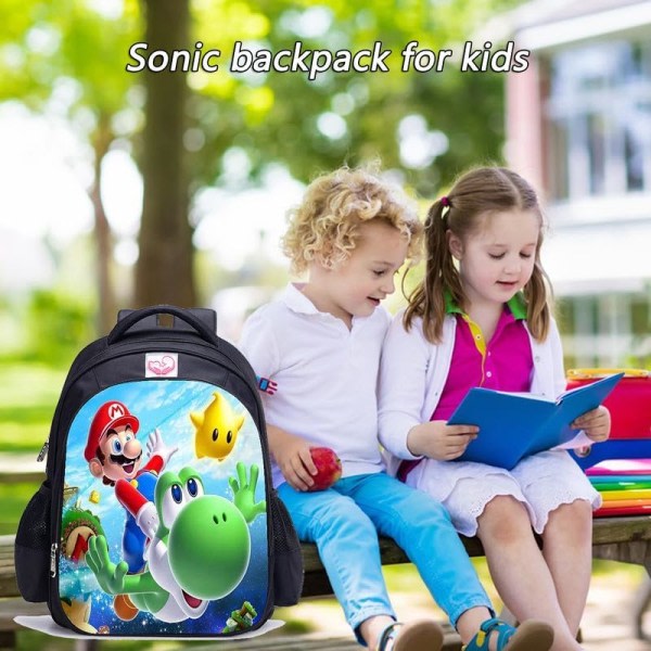 IC Super Söta Bros Ryggsäck 3D Print Anime Tecknad Skolväska Vattentät Lätt Rese Ryggsäck för Pojkar Flickor