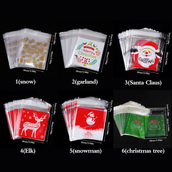 IC 100 stk. Godisposer Julemanden Snefnug Cookie Plast 3(Julemanden)