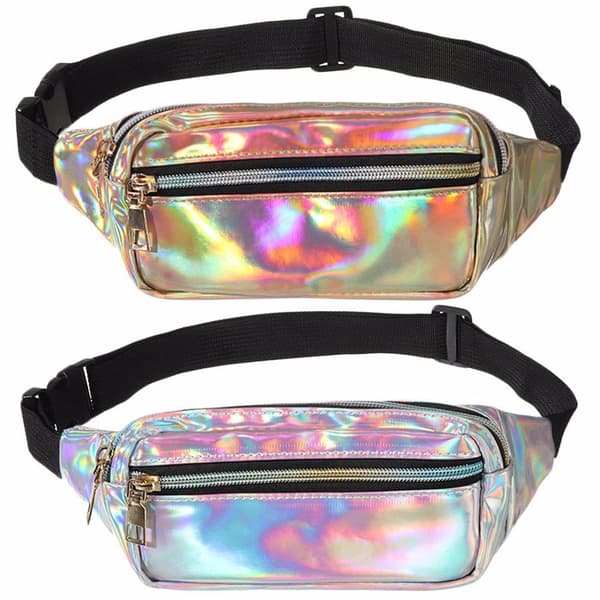 2ST Nya holografiska midjeväska med laser GULD&SILVER gold&silver