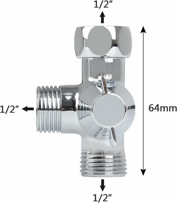 Duschmunstyckesadapter Ventilkoppling G1/2 3-vägs omkastarventil T-formad - Ersättning för bidédusch