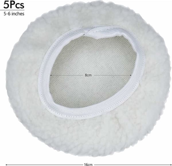 Poleringshättesats, 5 delar, 125-150 mm, Ullvaxdynor, för bilpolerare