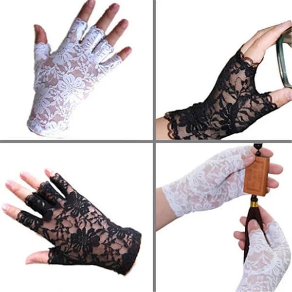 Spets Stretch Handskar – Röd, Perfekt för Halloween & Fester röd red