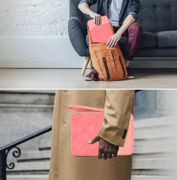 Tablet Sleeve Taske Til 9-11 Tommer Tablets, Vandtæt Polyester, Stødabsorberende Foring, Dobbelt Lomme, Til Rejser Og Arbejde, Pink
