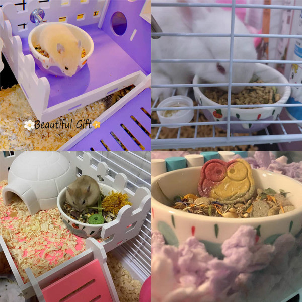 IG 2st Hamster Matskål, Smådyr Keramisk Mat- og Vannkopp