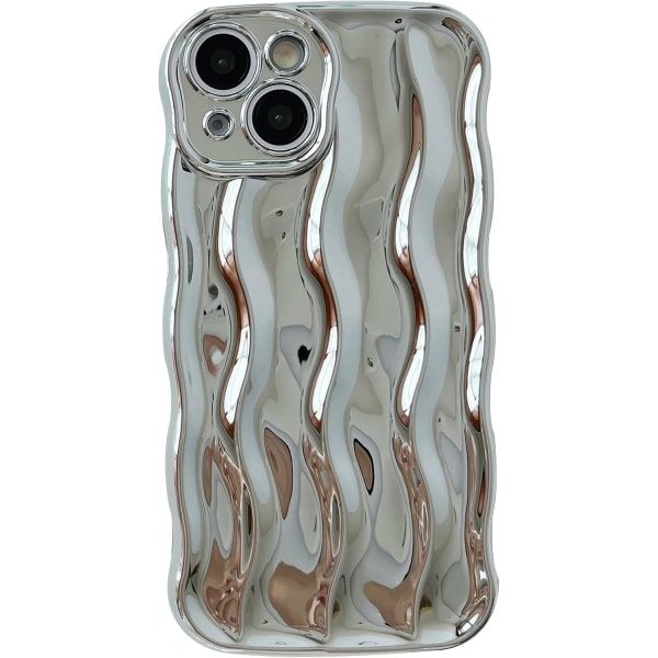 IC Caseative Veden Aaltokuvioinen Kiharainen Aalto Ram Mjuk Yhteensopiva iPhone-kotelon kanssa (Hopea, iPhone 14)