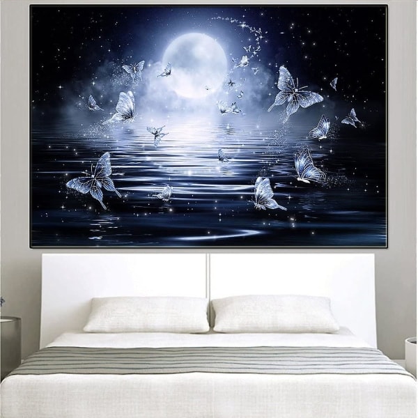 IC 5d Tee-se-itse -timanttimaalaus -setti Täysi timanttimaalaus Olohuoneen seinätarra, Perhonen Kuun Alla (30 * 40cm)
