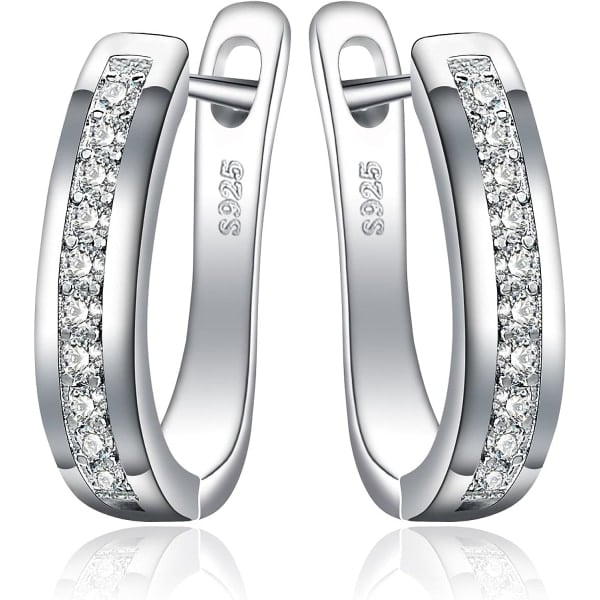 IC Hoops Øreringe til Kvinder, 925 Sterling Sølv Ring Øreringe med AAA Cubic Zirconia, Små Sovende Hoops Øreringe