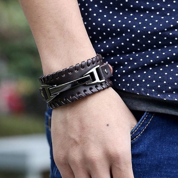 IC 1 st Mans Handgjort PU-Läder Armband Flätad Armband Set